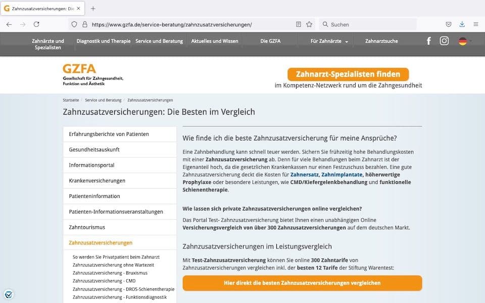 Zahnzusatzversicherung